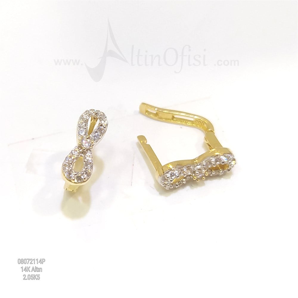 Sonsuzluk Küpe 14 Ayar Altın