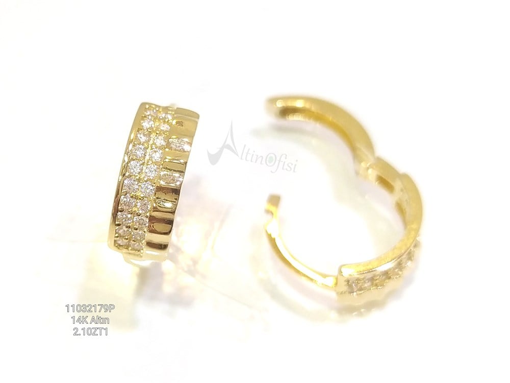 Su yolu Halka Küpe  14 Ayar Altın