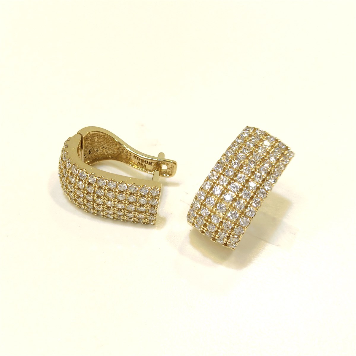 Taşlı Küpe 14 Ayar Altın 4K VİDEOLU