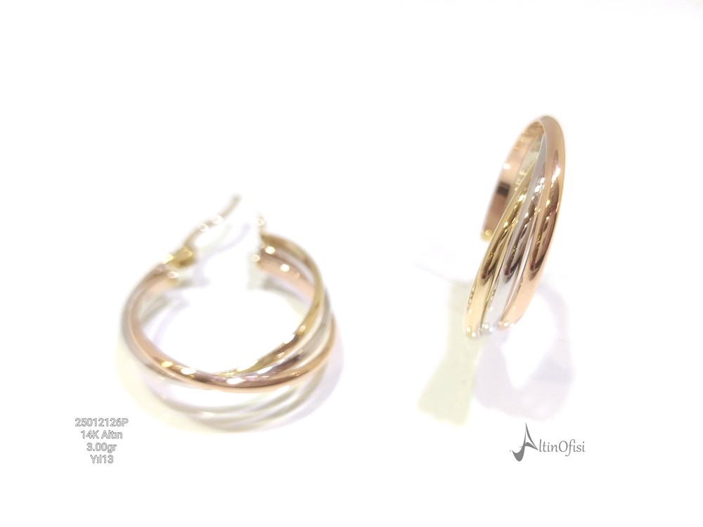Üçlü Halka Küpe  14 Ayar Altın