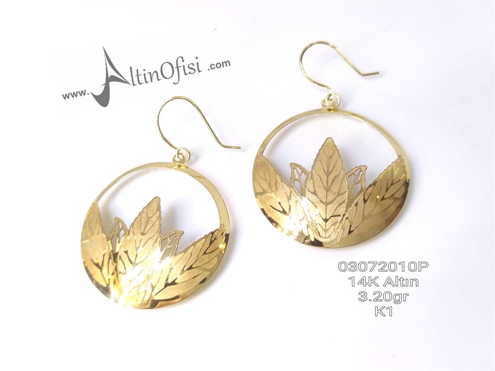 Yaprak Küpe  14 Ayar Altın