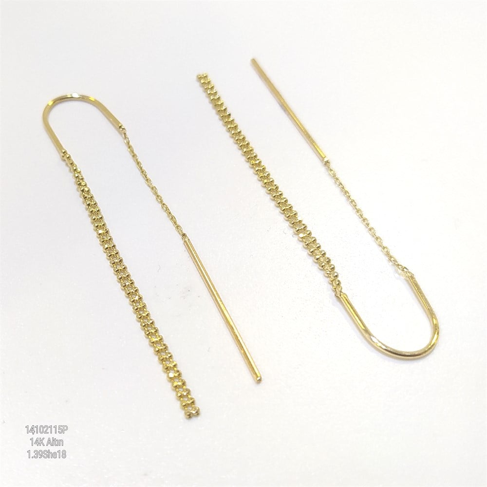 Zincir Sallanan Küpe 14 Ayar Altın