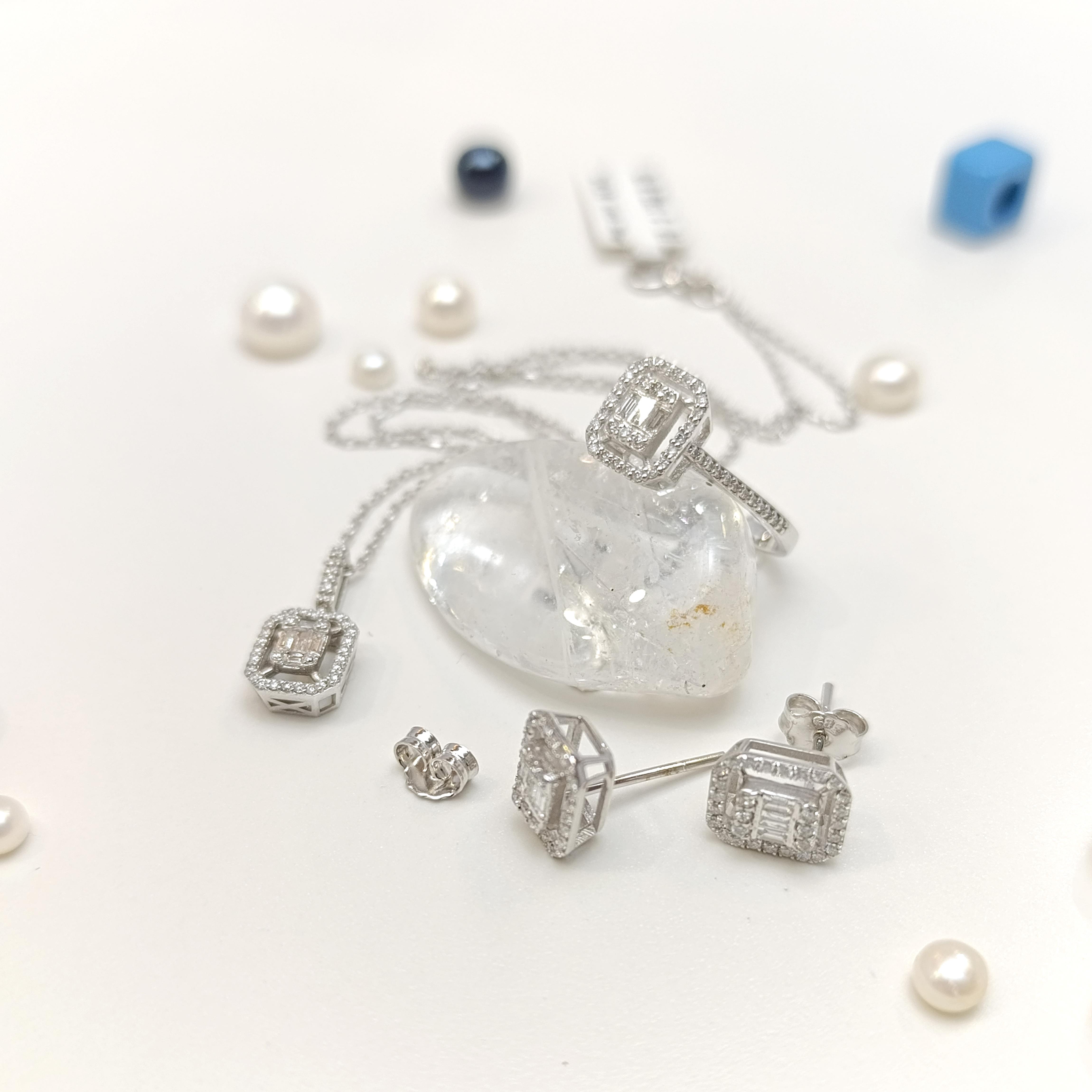 Baget Taşlı Pırlanta Taşlı Set Takım 14 Ayar Altın HD Vİdeolu