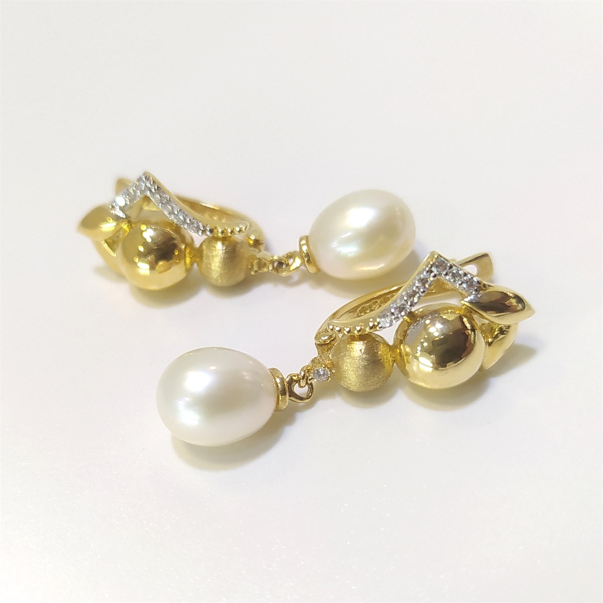 İnci Küpe 14 Ayar Altın