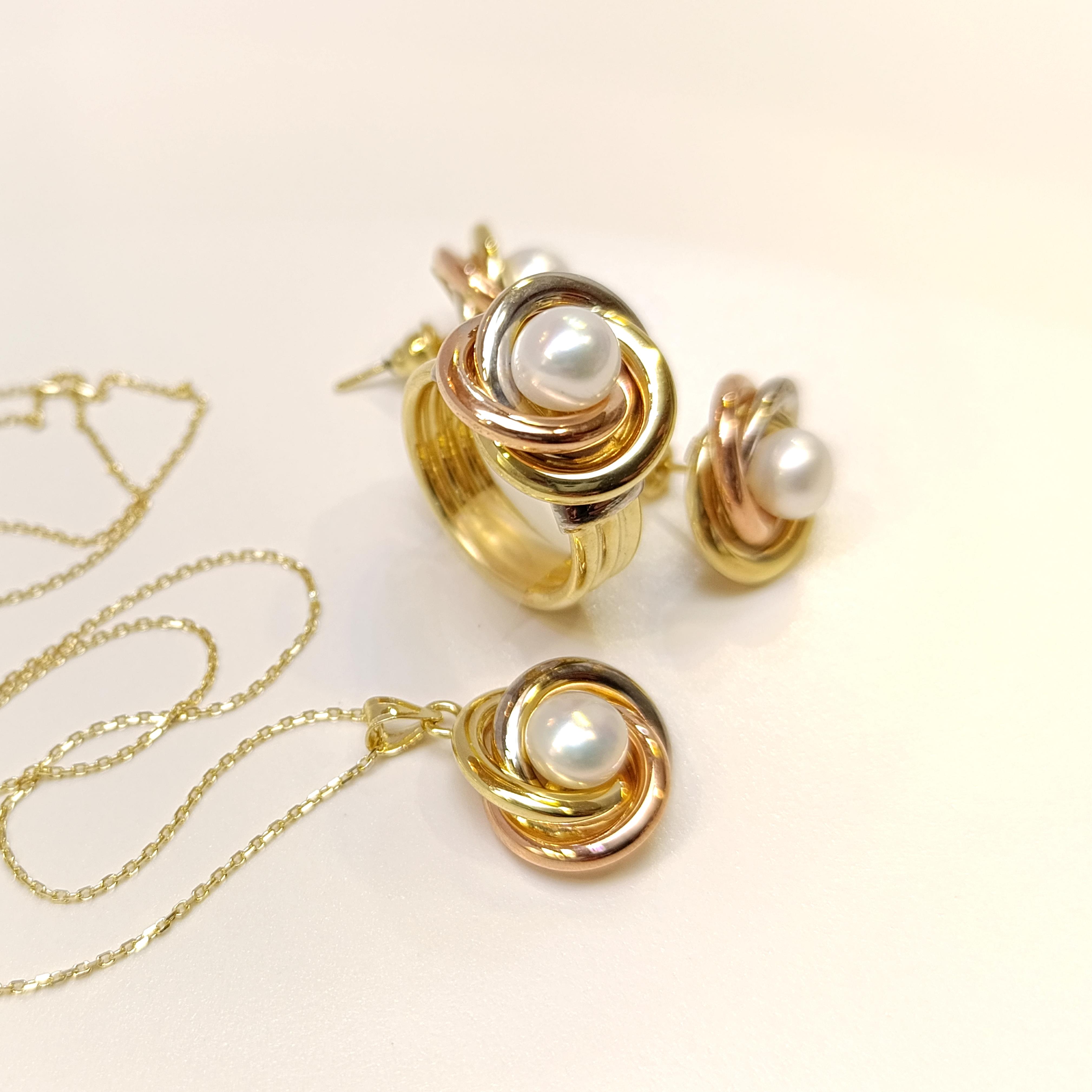 Olimpiyat İnci Taşlı Set Takım 14 Ayar Altın HD VİDEOLU