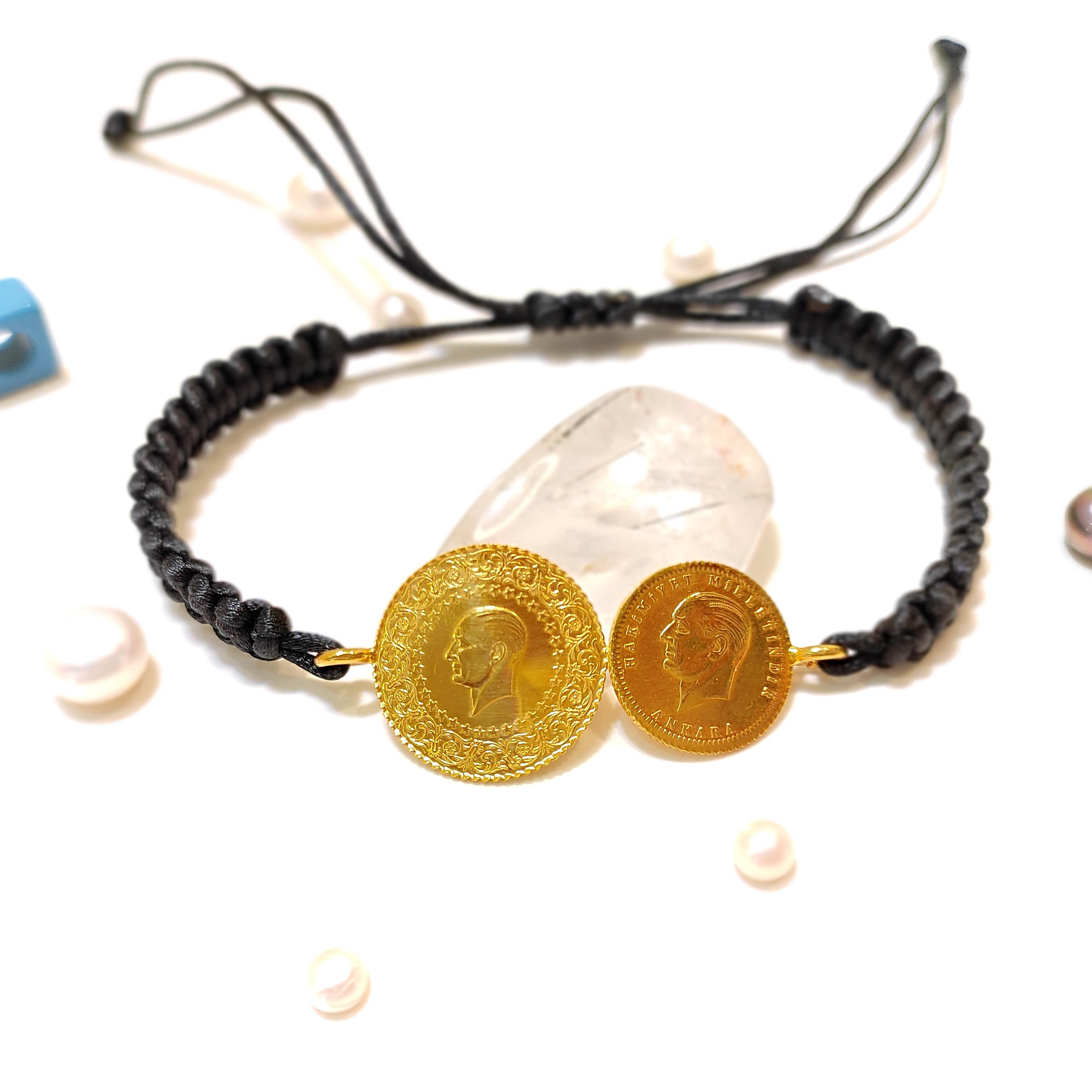 Çeyrek ve Atalira Çeyrekli Makrome Bileklik 22 Ayar Altın HD VİDEOLU