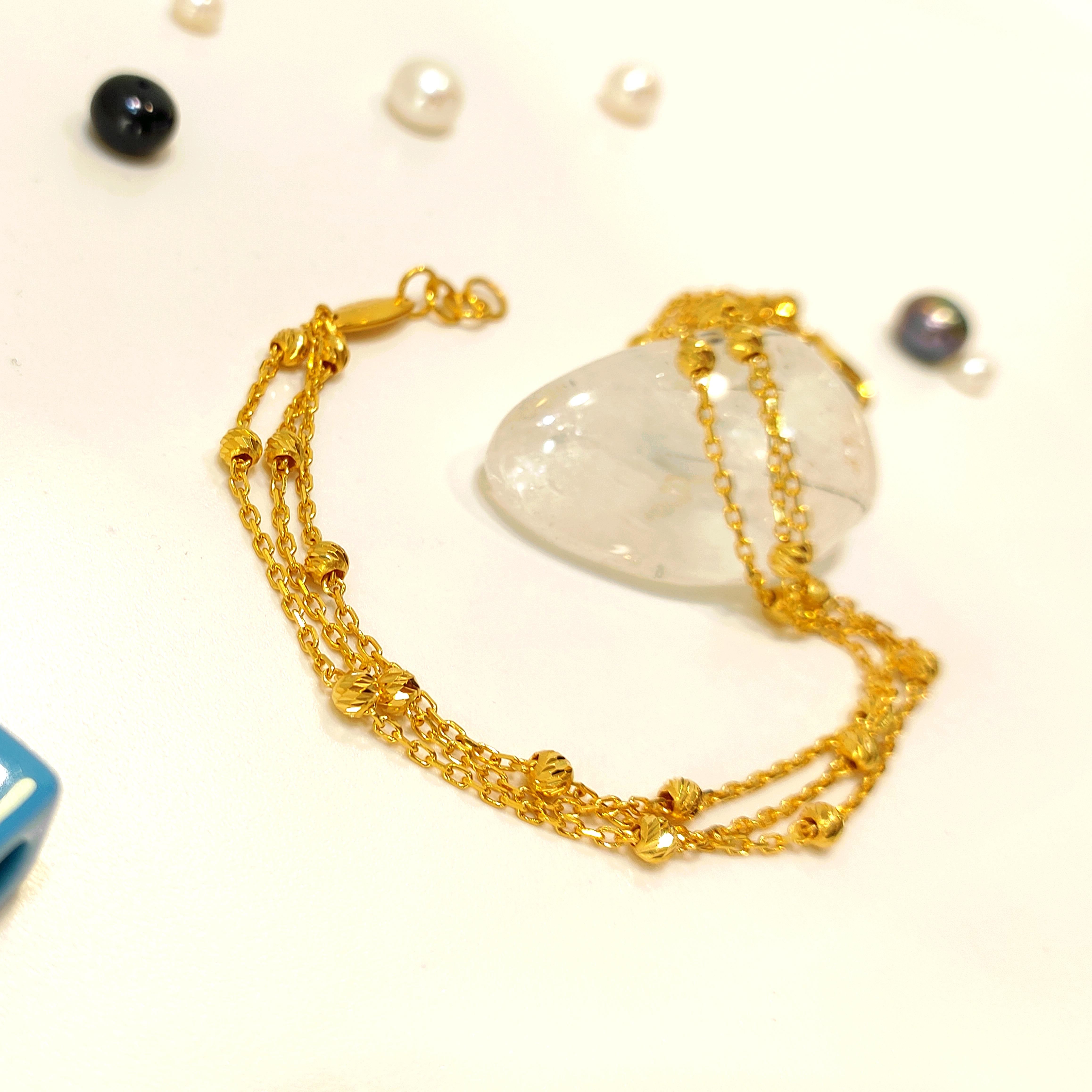 Üçlü Dorika Toplu Bileklik Künye 22 Ayar Altın HD VİDEOLU