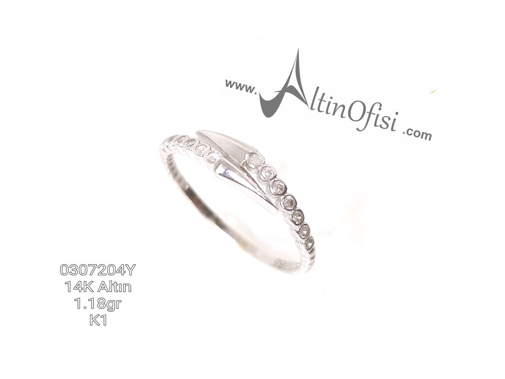 Ok Taşlı Yüzük 14 Ayar Altın