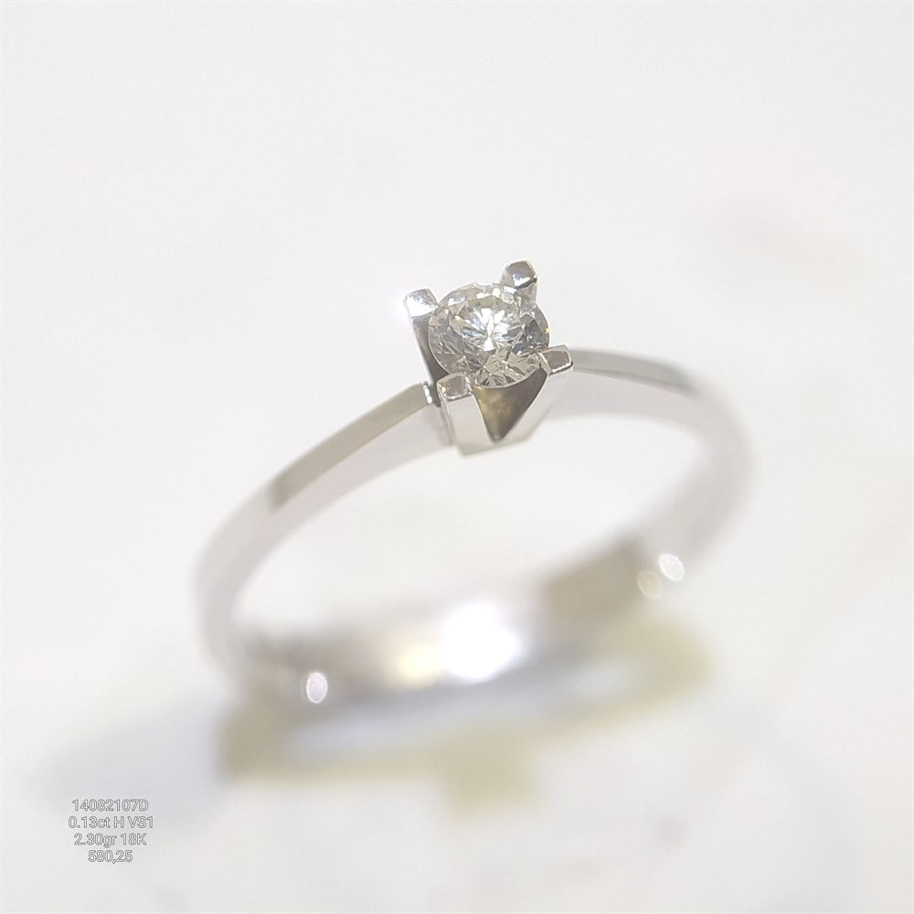 0.13ct H VS1 Pırlanta Tek TAş Yüzük 18 Ayar Altın