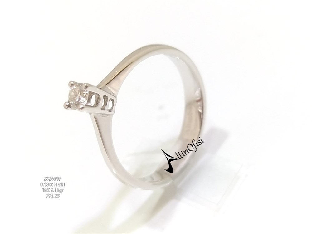 0.13ct H VS1 Pırlanta Tek TAş Yüzük 18 ayar Altın