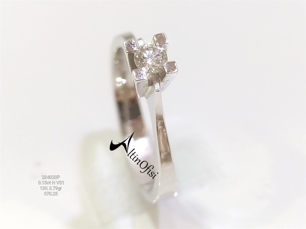 0.15ct H VS1 Pırlanta Tek TAş Yüzük 18 ayar Altın