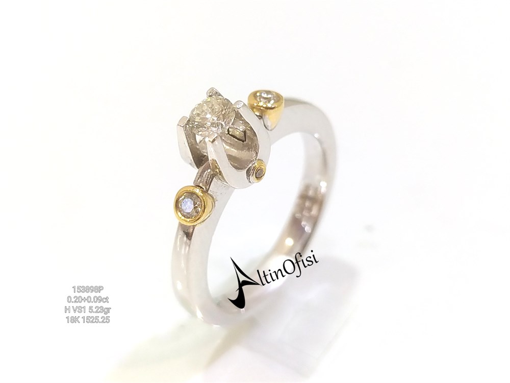 0.20ct H VS1 Pırlanta Tek TAş Yüzük 18 ayar Altın