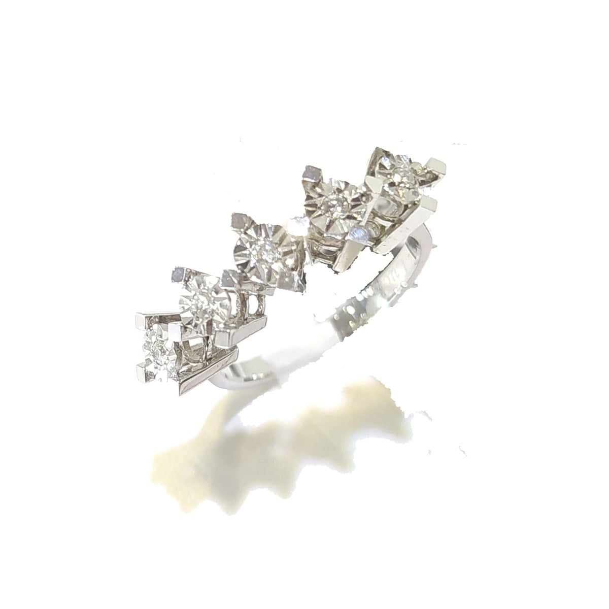 0.10ct F Color Pırlanta Beş TAş Yüzük 8 Ayar Altın