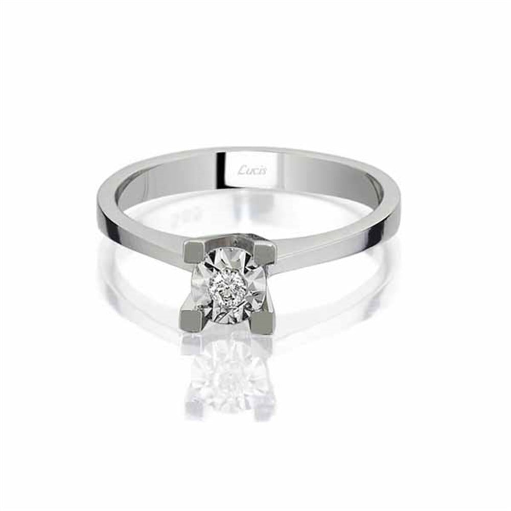 Pırlanta Efektli Tektaş Yüzük 0.04ct F SI  2,33gr 14K Altın