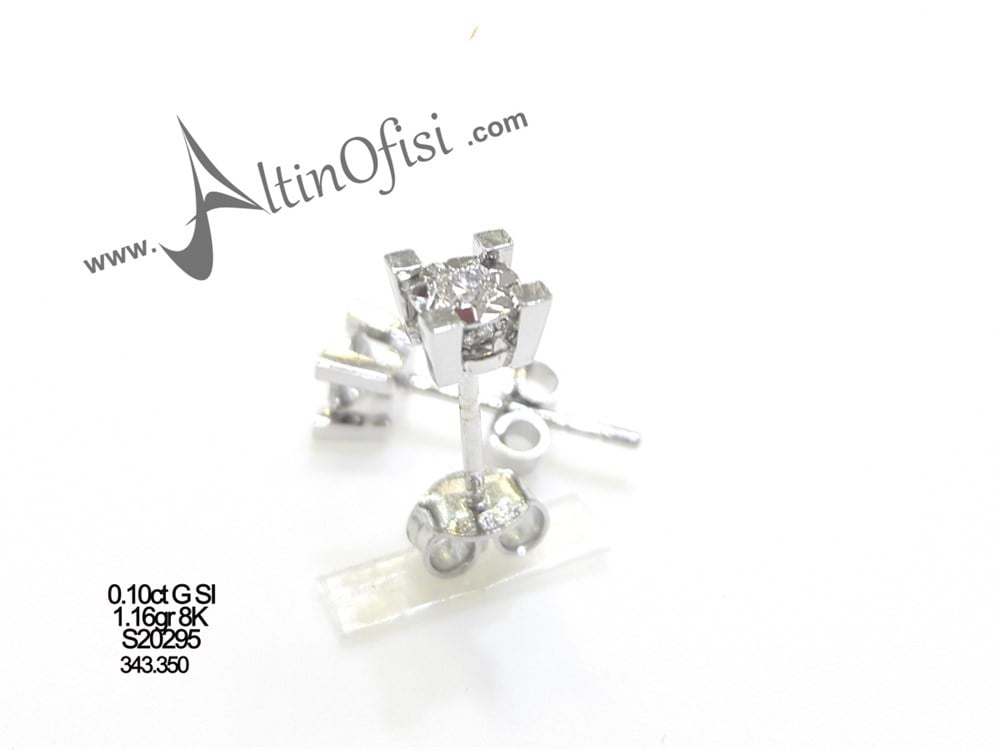 Pırlanta Tektaş Küpe 0,10ct G SI 8 Ayar Altın