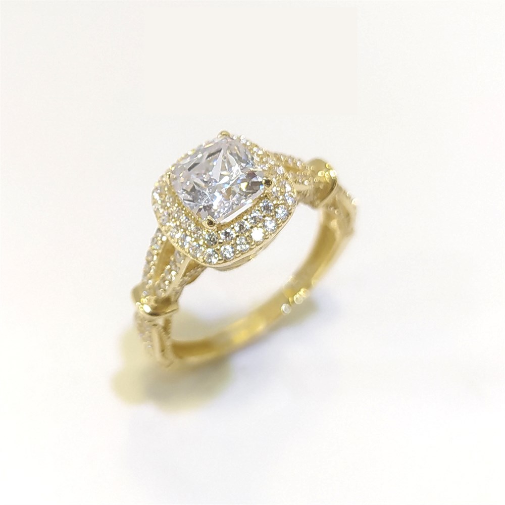  Prenses Taşlı Tek Taş Yüzük 14 Ayar Altın