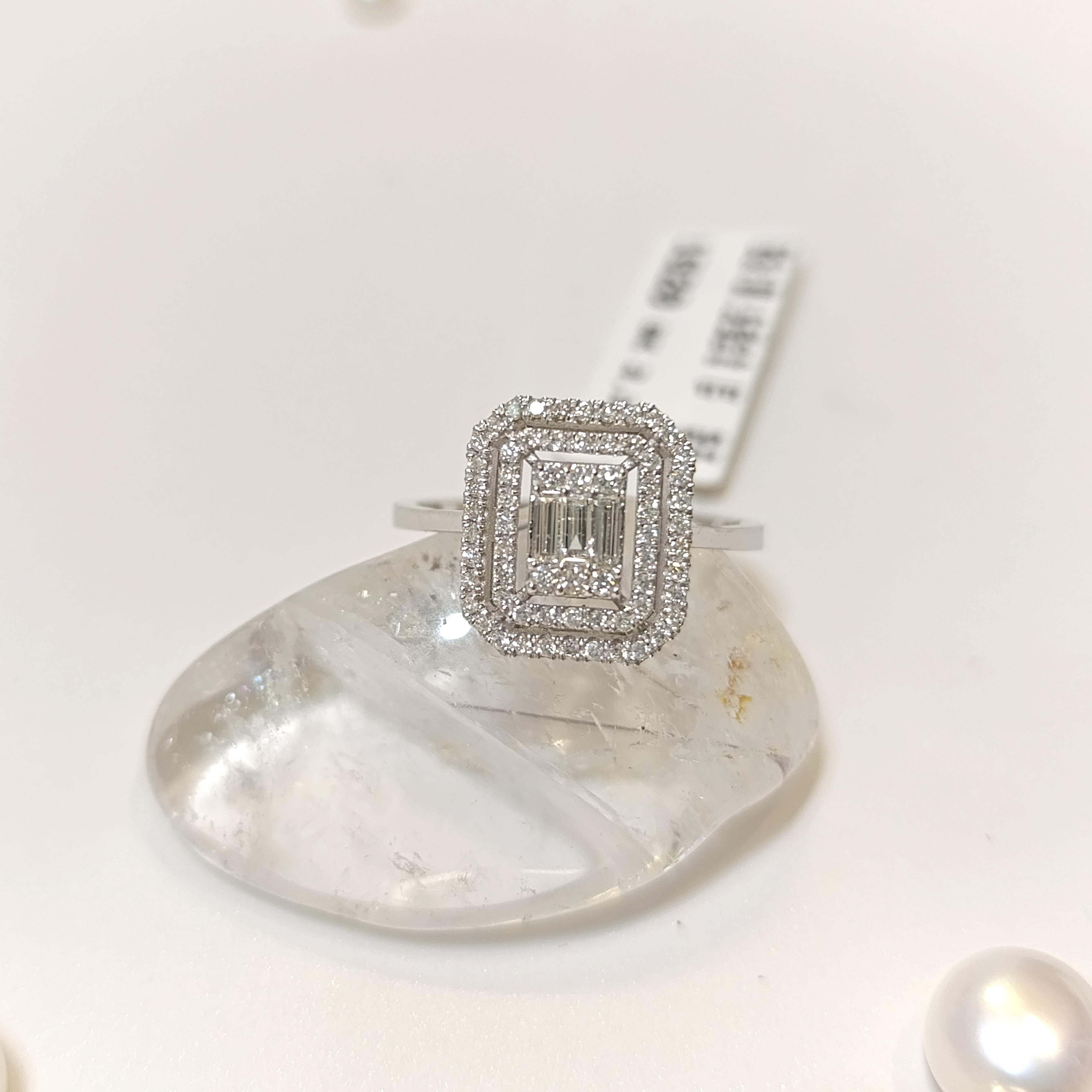 0.35ct F Color Baget Taşlı Pırlanta Yüzük 14 Ayar Altın HD VİDEOLU