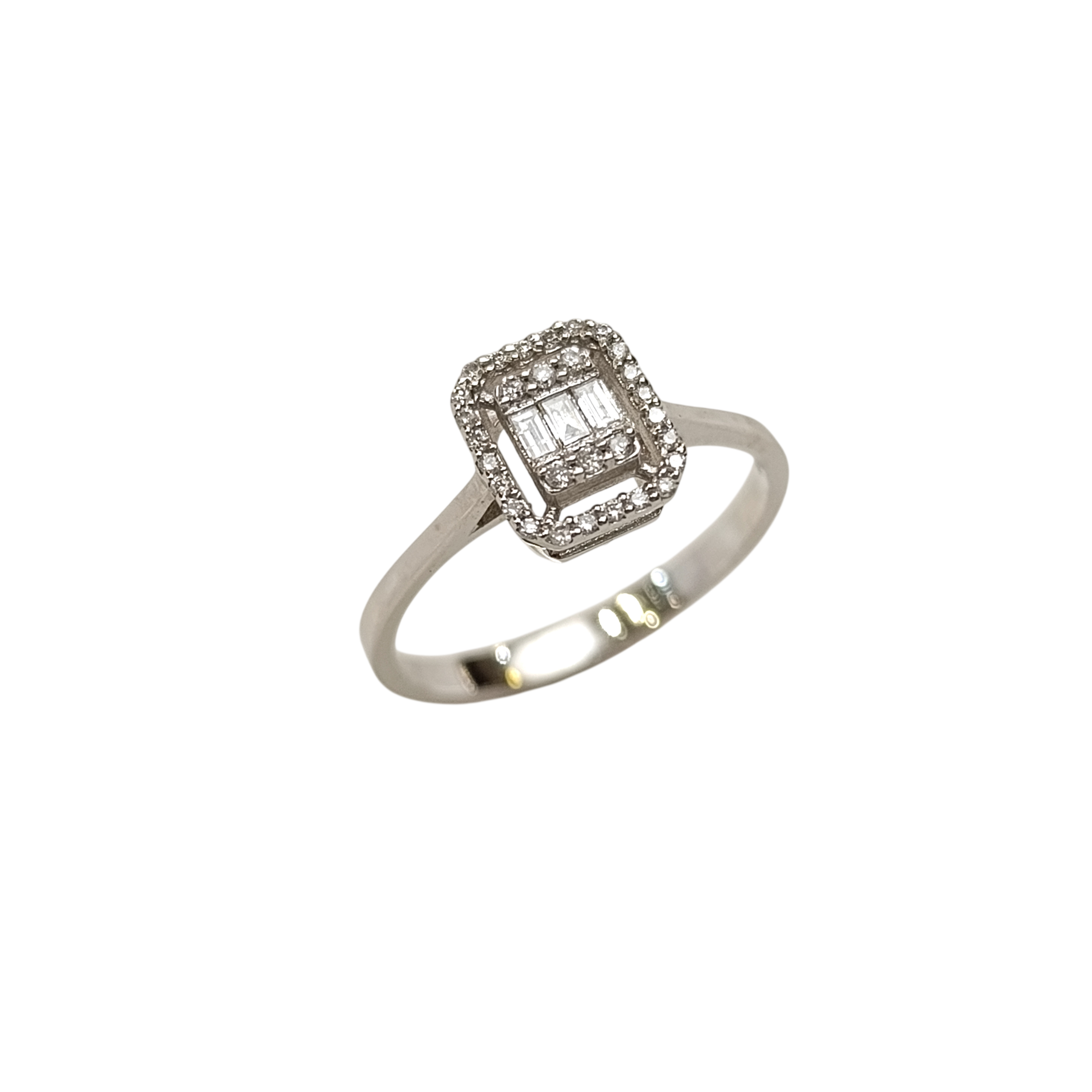 0.14ct Baget Pırlanta Taşlı Yüzük 14 Ayar Altın HD VİDEOLU