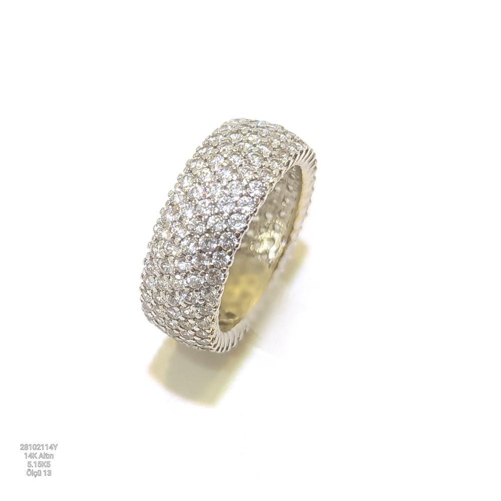 13 Ölçü Tam Tur TAşlı Alyans 14 ayar altın