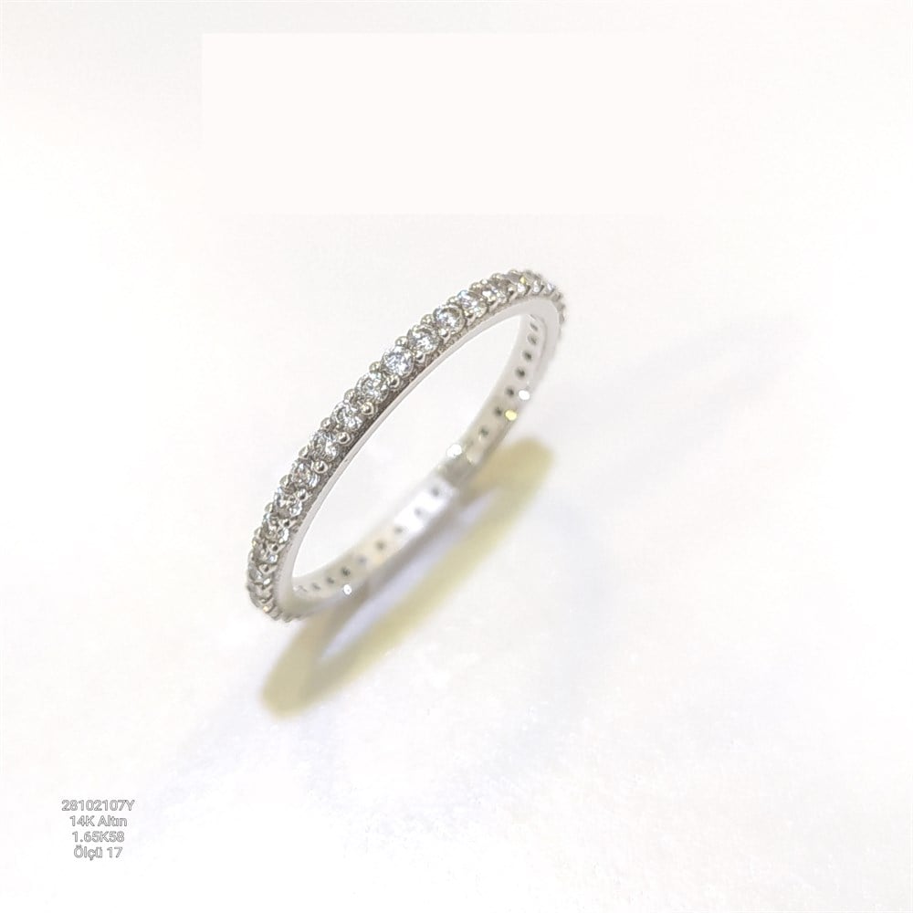 17 Ölçü Tam Tur TAşlı Alyans 14 ayar altın