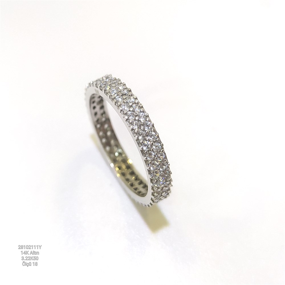 18 Ölçü Tam Tur TAşlı Alyans 14 ayar altın