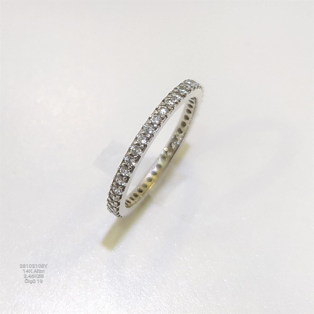 19 Ölçü Tam Tur TAşlı Alyans 14 ayar altın