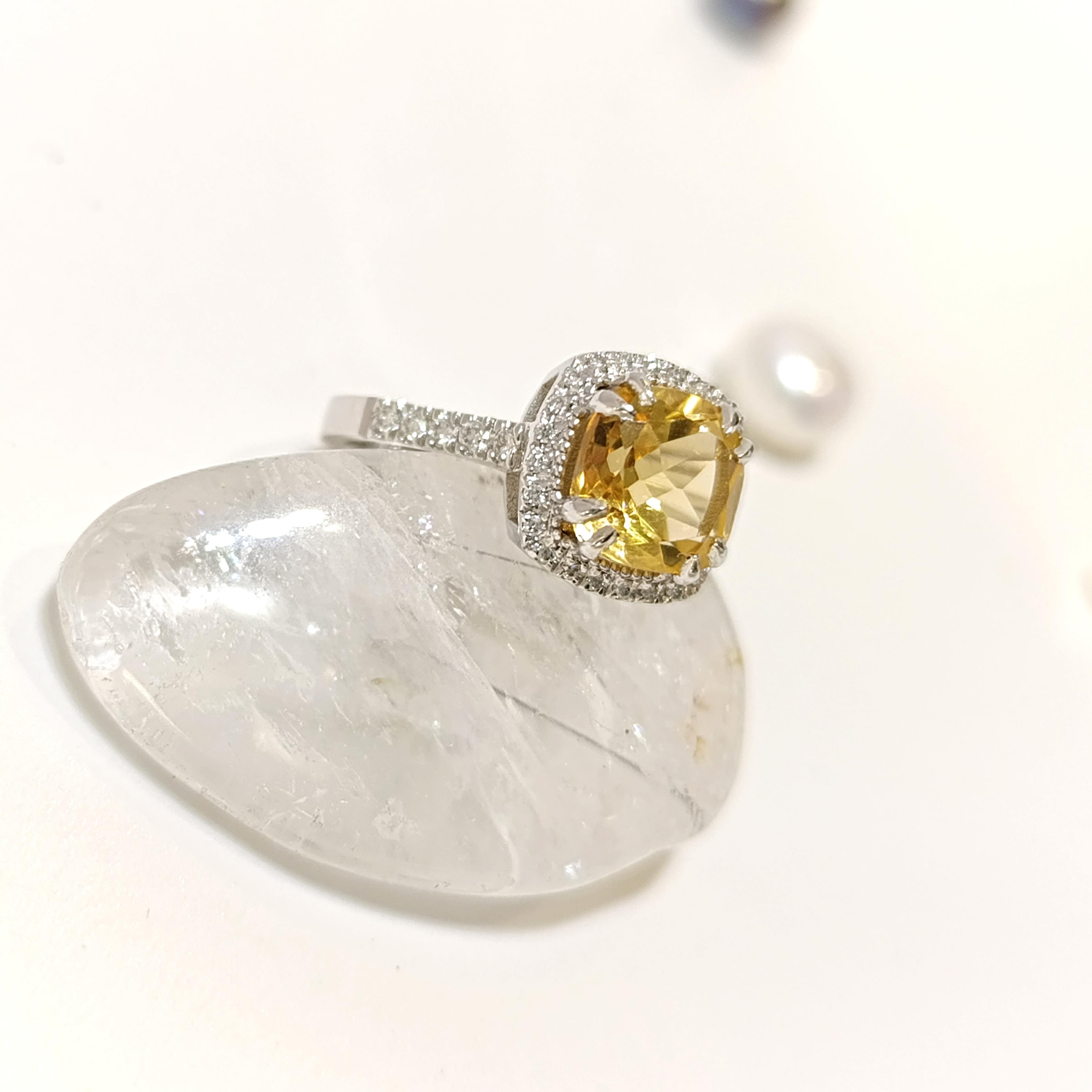 1,90ct Sitrin ve Pırlanta Taşlı Yüzük 14 Ayar Altın HD VİDEOLU