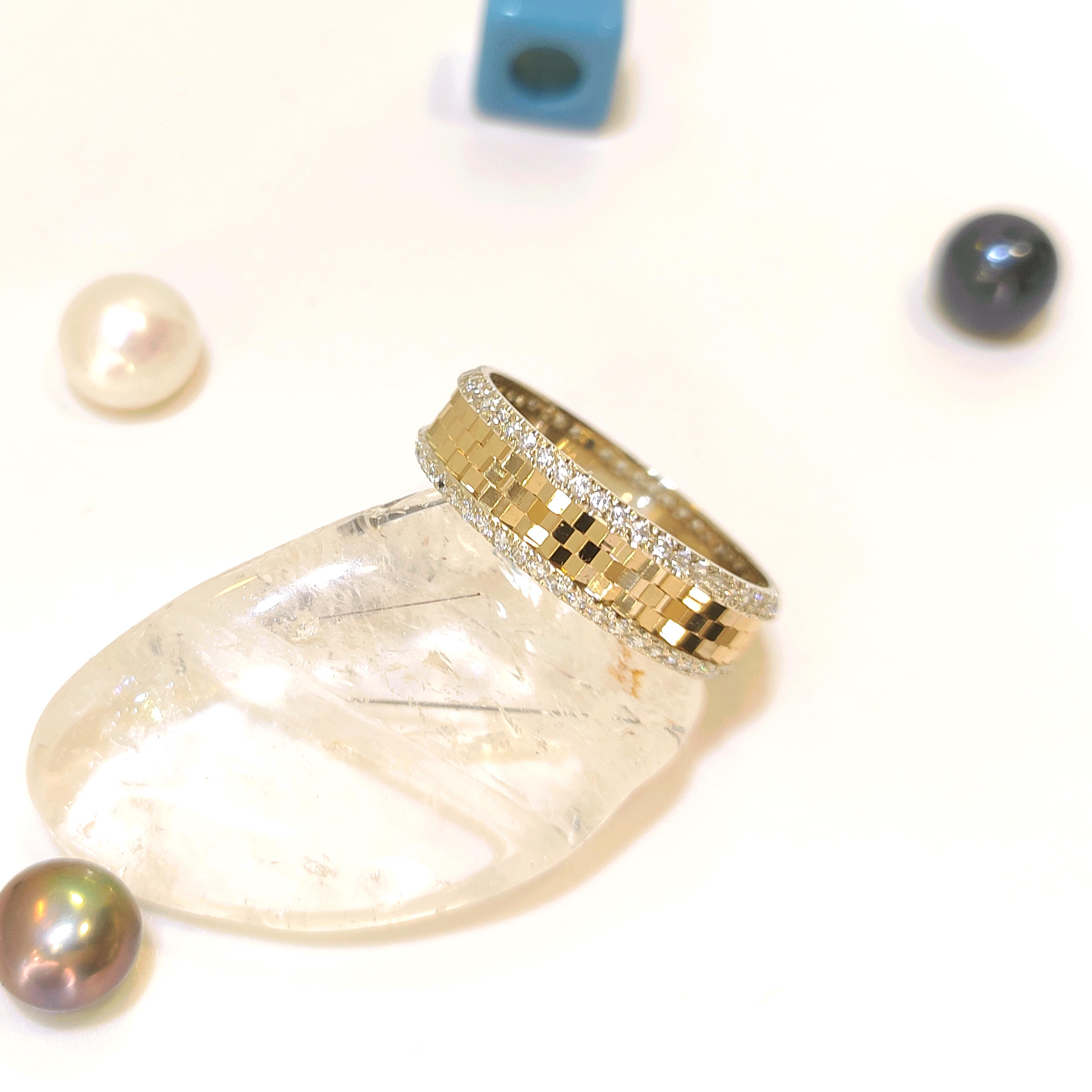 5.5mm Damalı Taşlı Alyans 14 Ayar Altın HD VİDEOLU