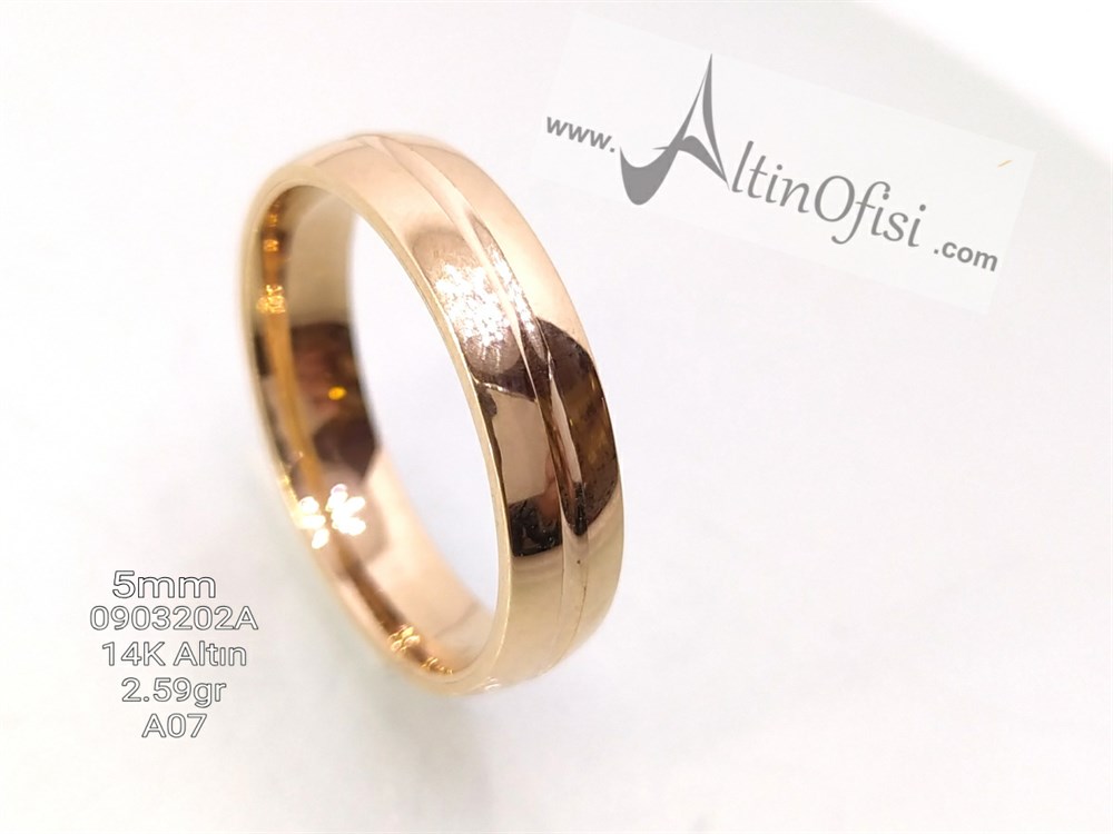 Alyans 5 mm Genişlik 14 ayar altın