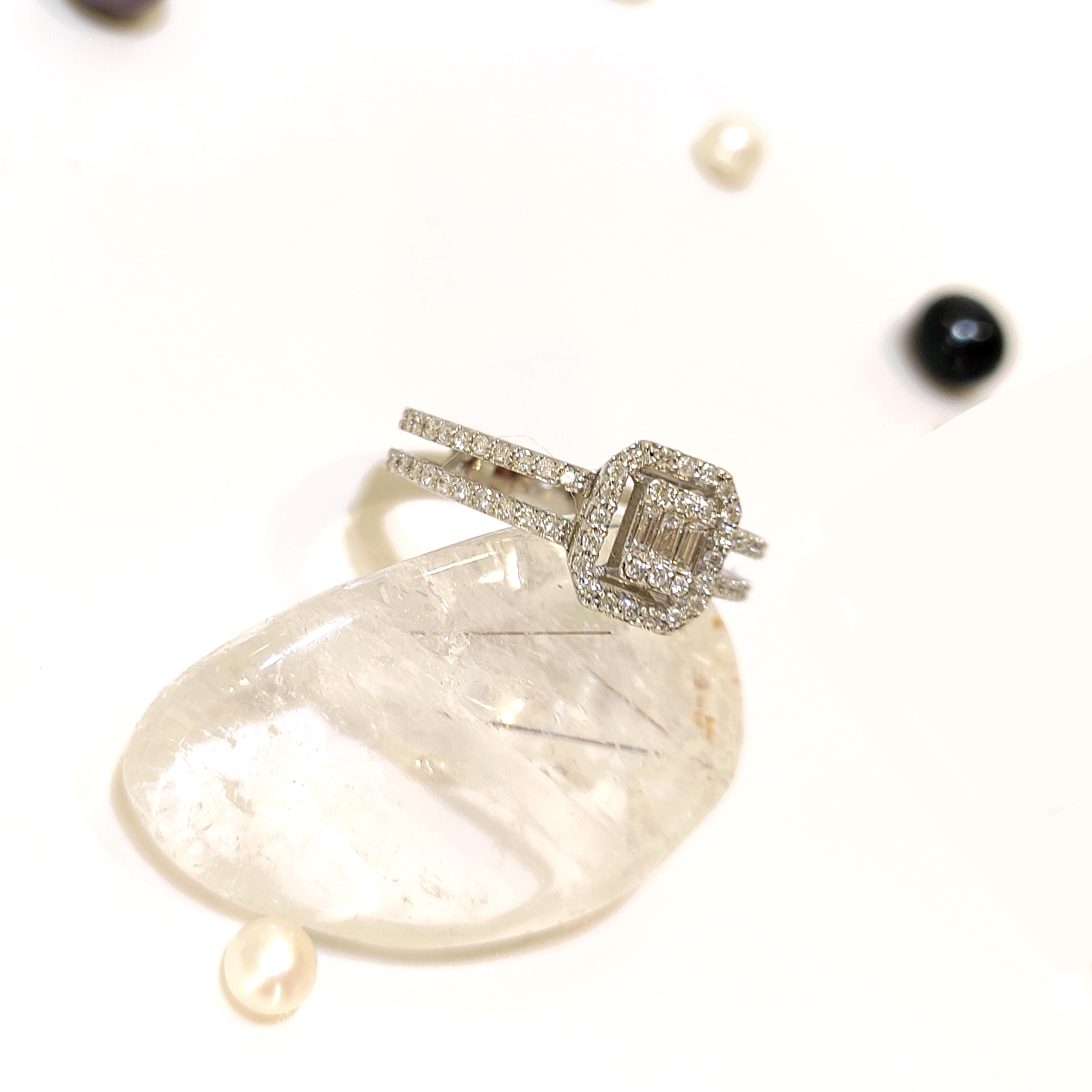 Baget Taşlı Pırlanta Yüzük 14 Ayar Altın HD VİDEOLU