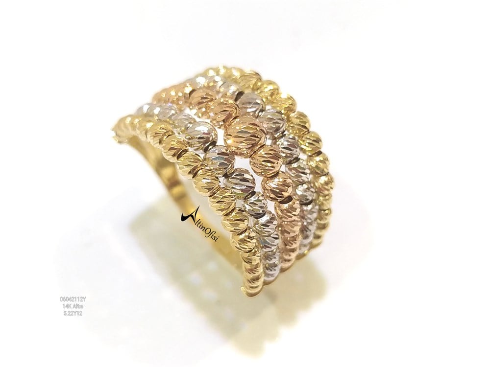 Beş Sıralı Dorika Toplu Taşsız Yüzük 14 Ayar Altın