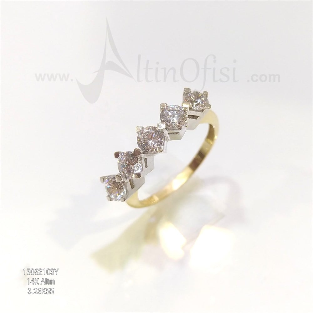 Beş TAş Yüzük 14 Ayar Altın