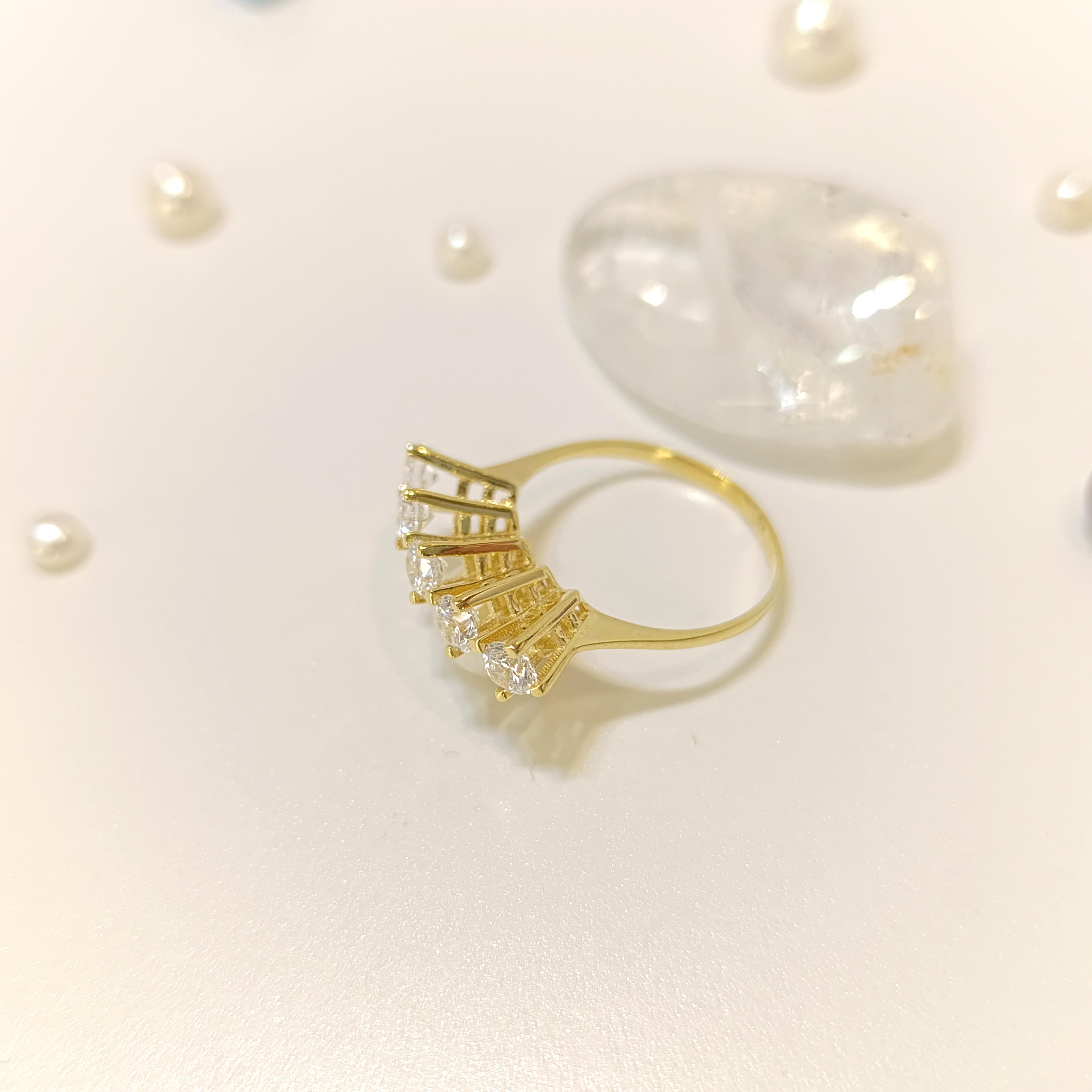 Beş Taş Yüzük 14 Ayar Altın HD VİDEOLU