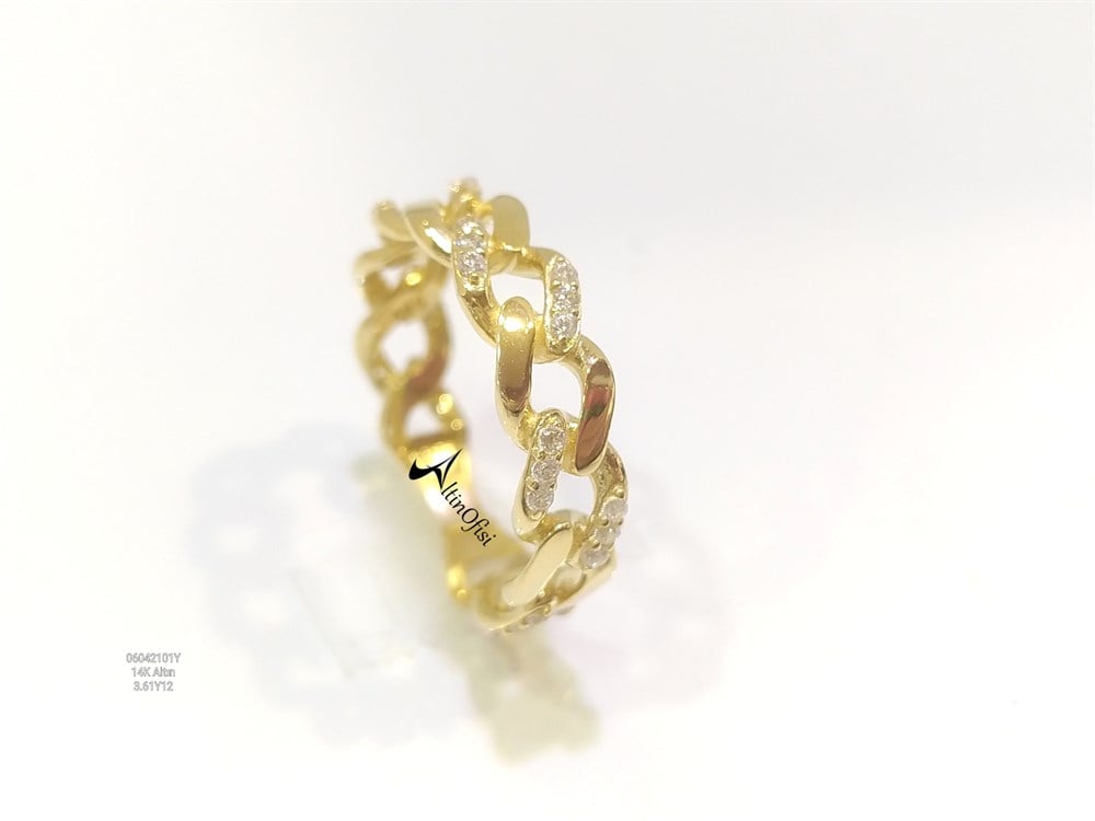 Curb Gurmet Zincir Yüzük 14 Ayar Altın