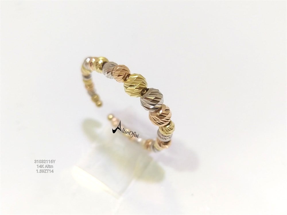 Dorika Toplu Yüzük 14 Ayar Üç Renkli Altın