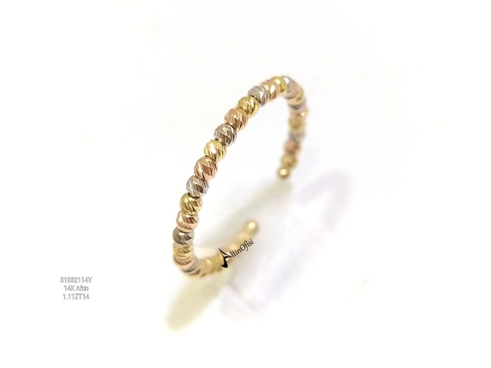 Dorika Toplu Yüzük 14 Ayar Üç Renkli Altın