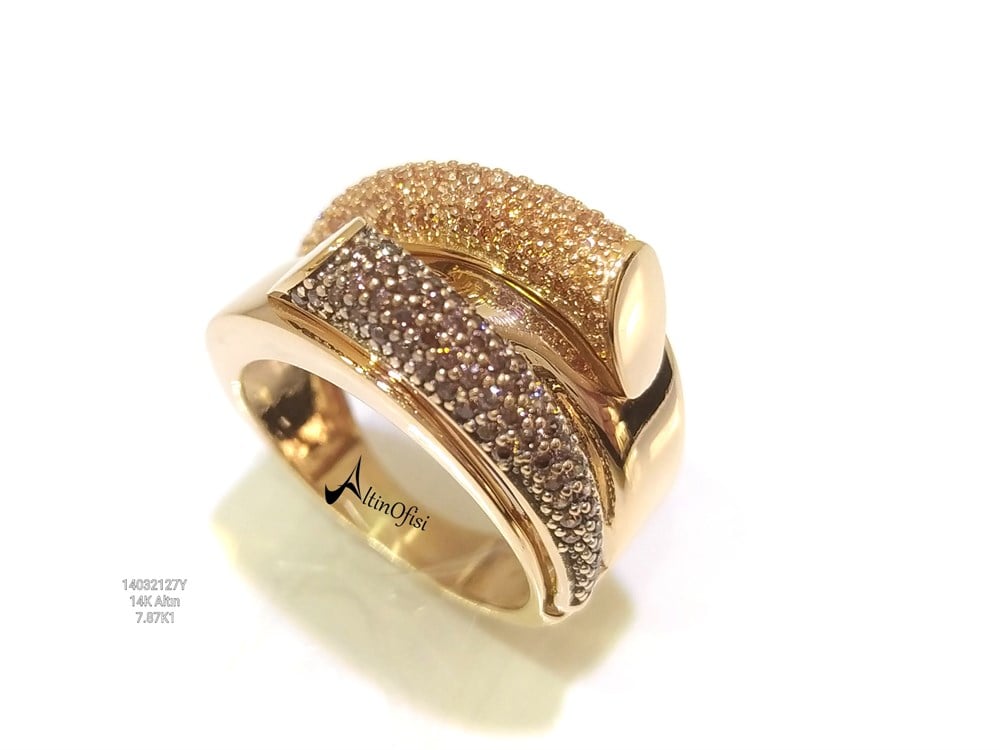 Garnet Taşlı Yüzük 14 Ayar Altın