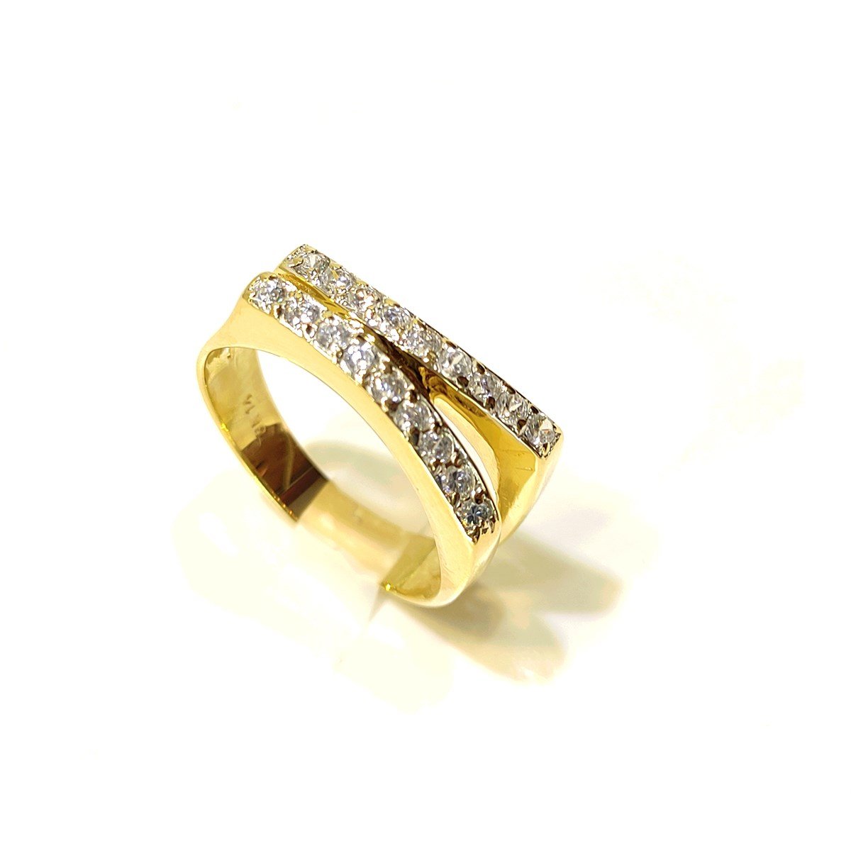 İkili Su Yolu Yüzük 14 Ayar Altın