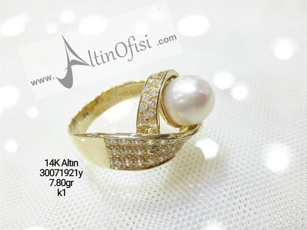 İnci Yüzük 14 Ayar Altın