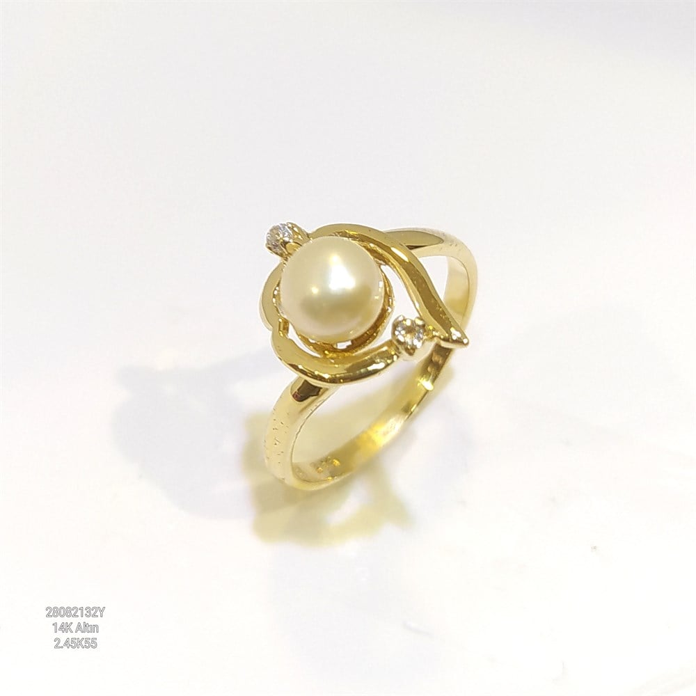 İnci Yüzük 14 Ayar Altın