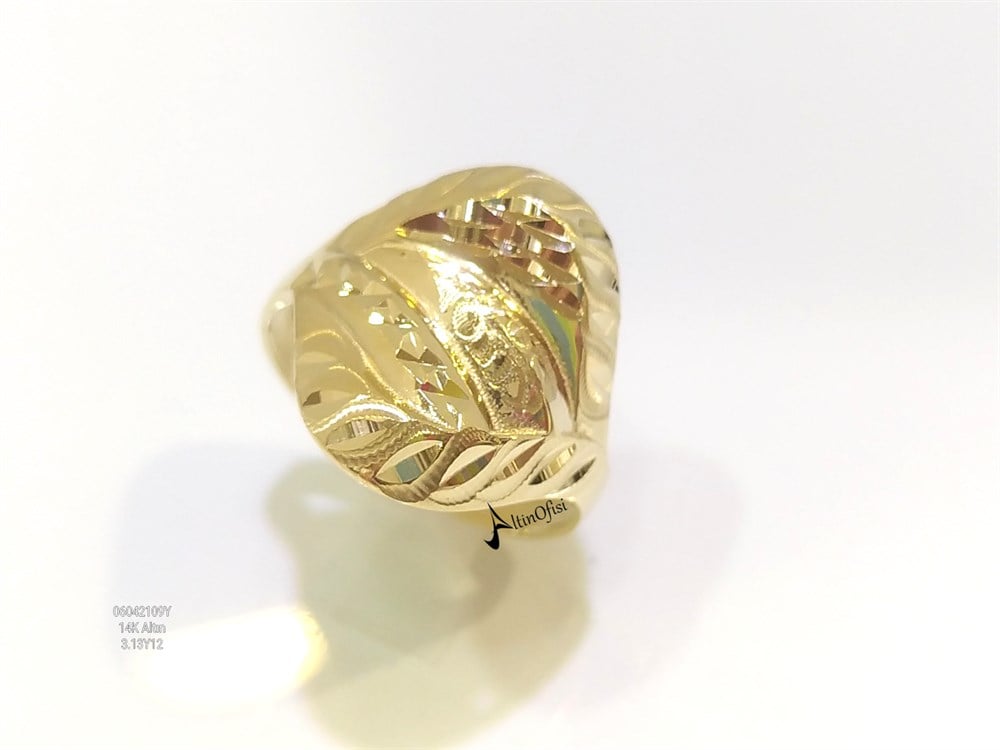 Kaleml İşlemli Taşsız Yüzük 14 Ayar Altın