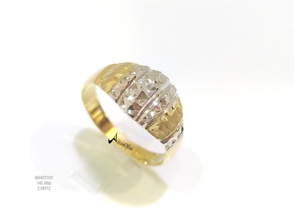 Kaleml İşlemli Taşsız Yüzük 14 Ayar Altın