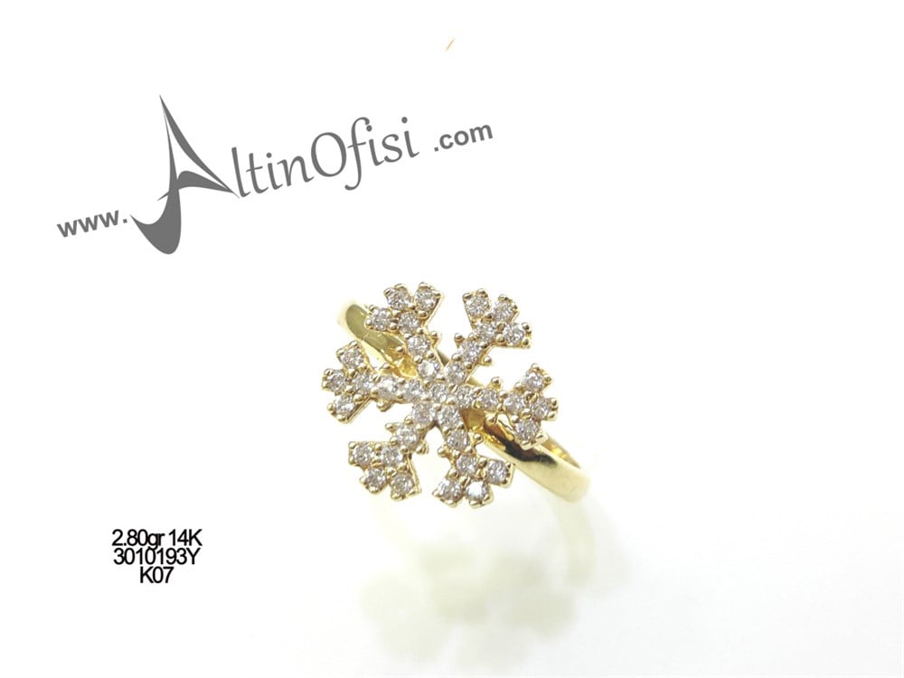 Kar Tanesi Yüzük 14 Ayar Altın