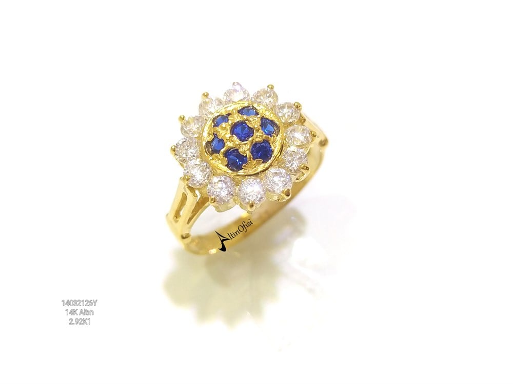 Lacivert Taşlı Yüzük 14 Ayar Altın