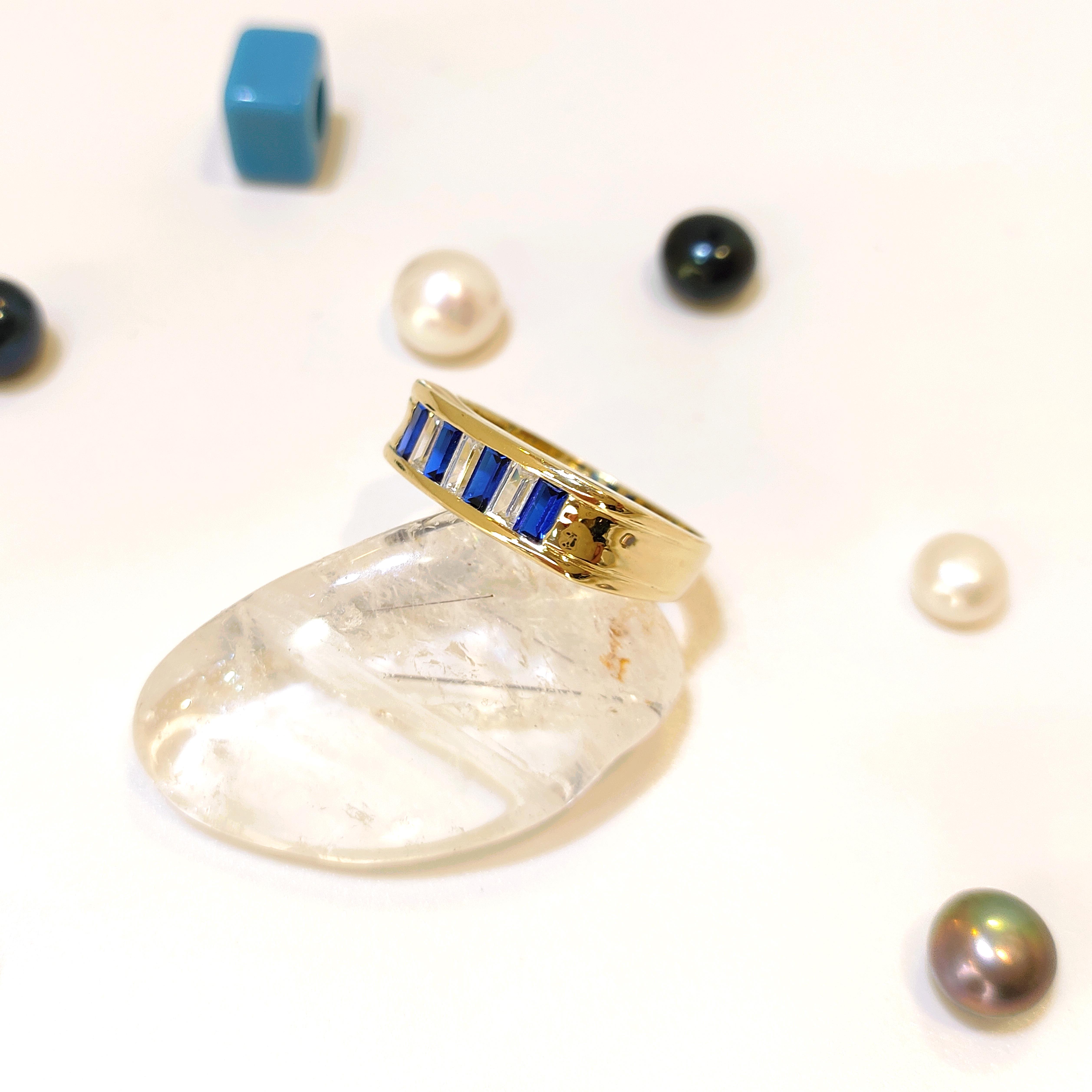 Mavi Baget Taşlı Yüzük 14 Ayar Altın HD VİDEOLU