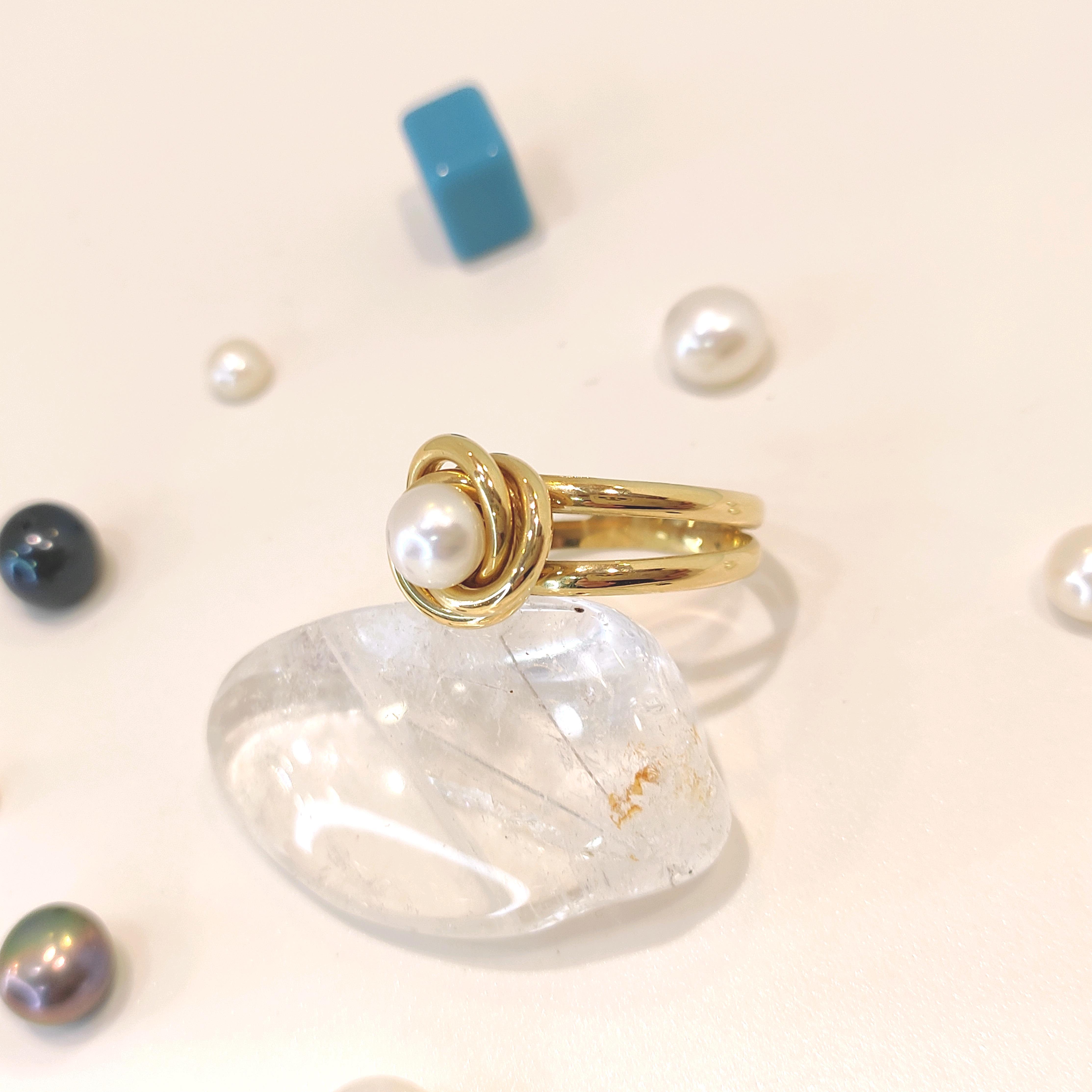 Olimpiyat İnci Yüzük 14 Ayar Altın HD VİDEOLU