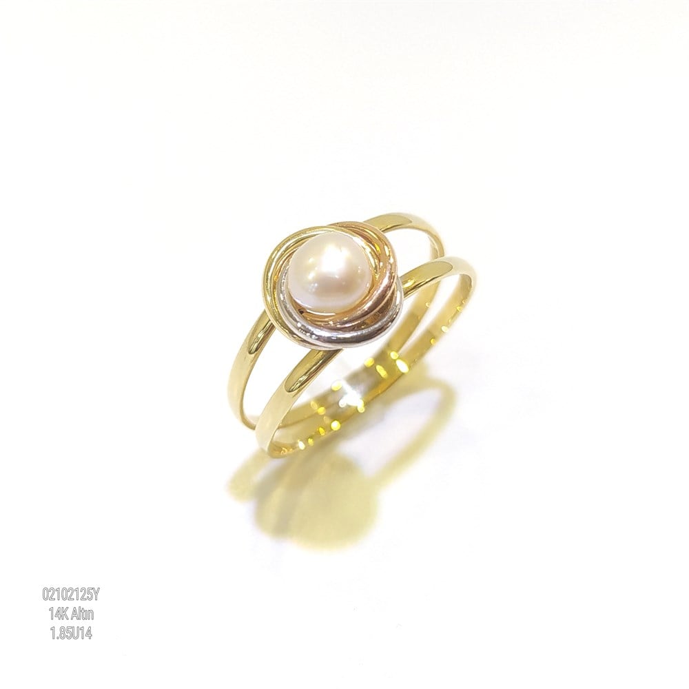 Olimpiyat İnci Yüzük 14 Ayar Altın