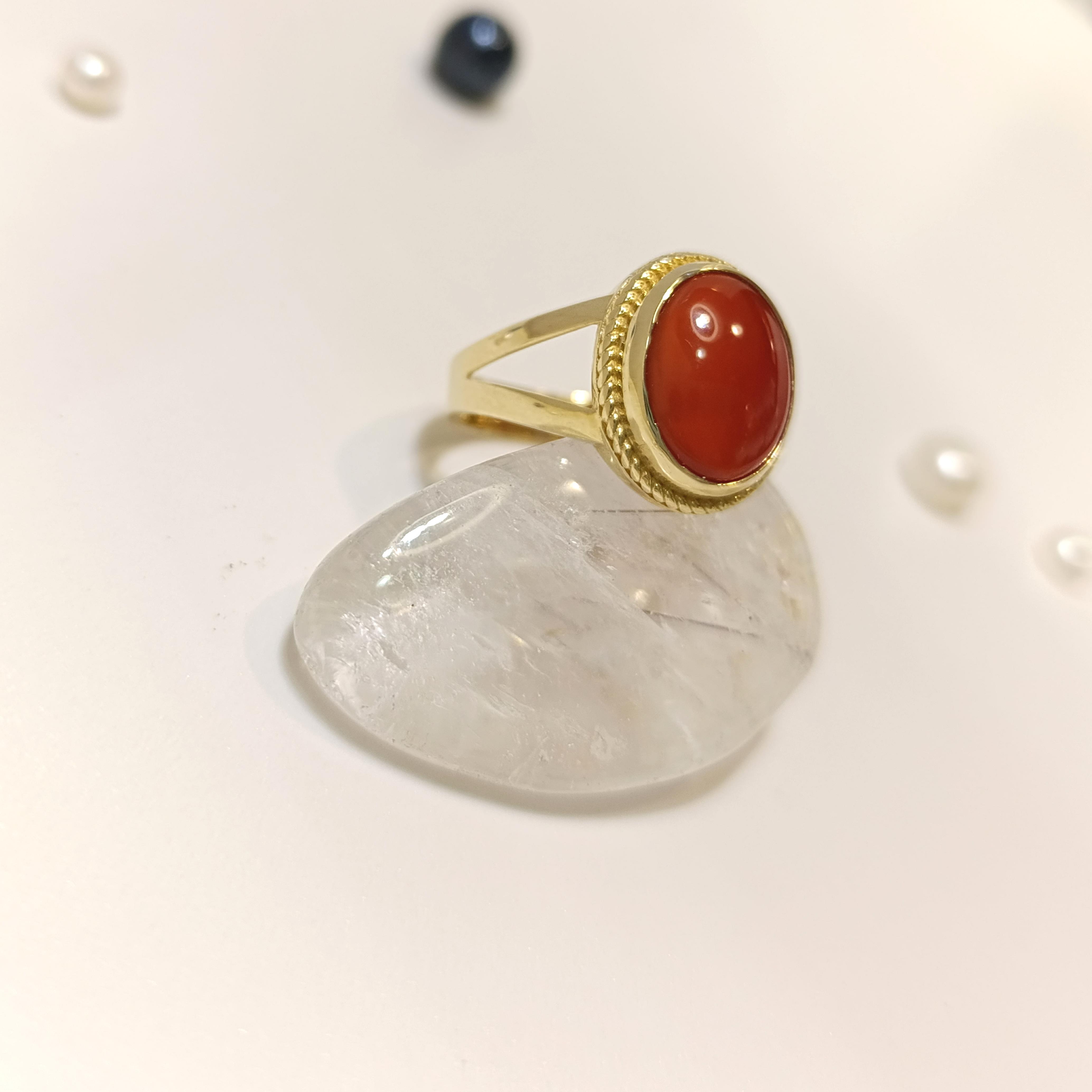 Oval Akik Taşlı Yüzük 14 Ayar Altın HD VİDEOLU