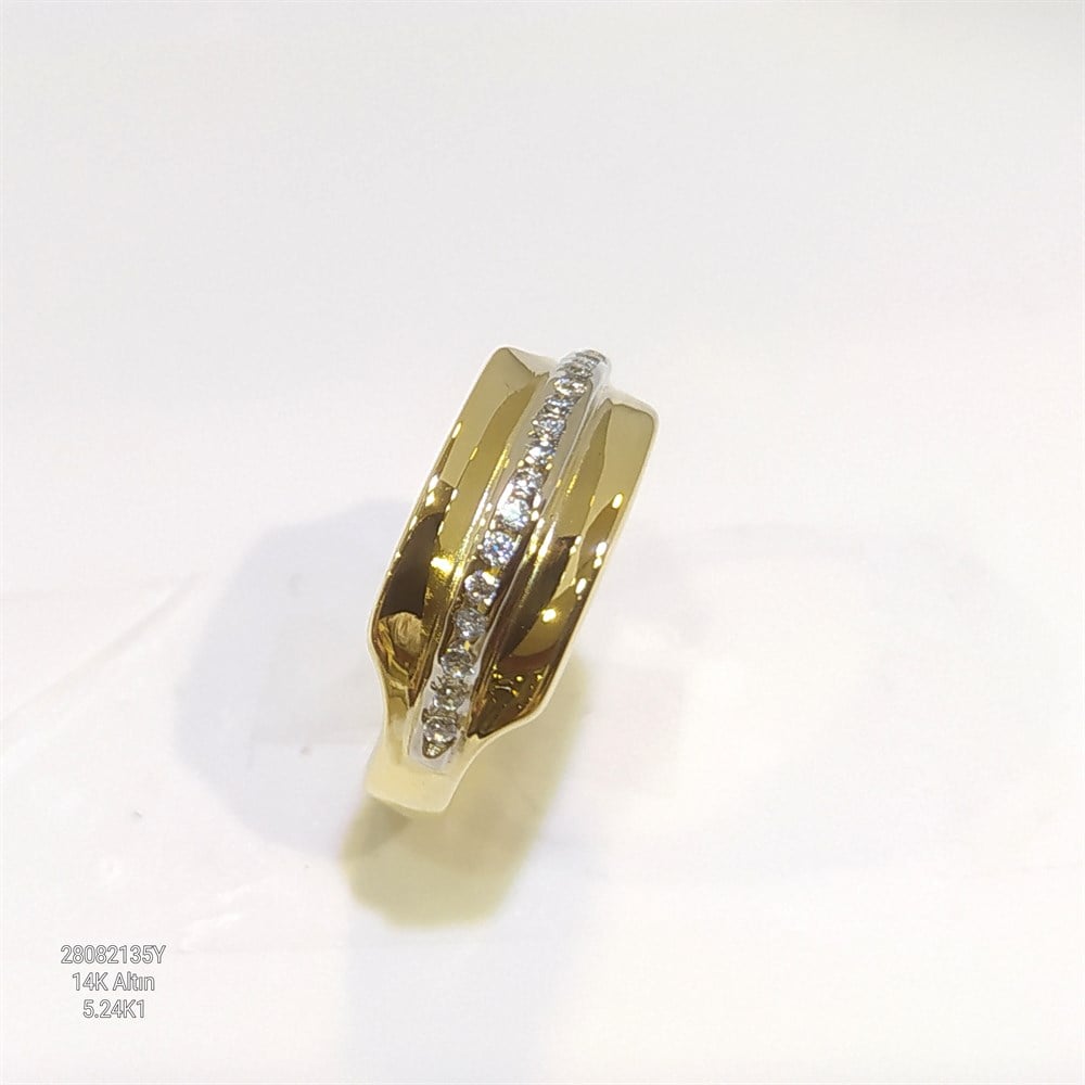 Su Yolu Tasarım Yüzük 14 Ayar Altın