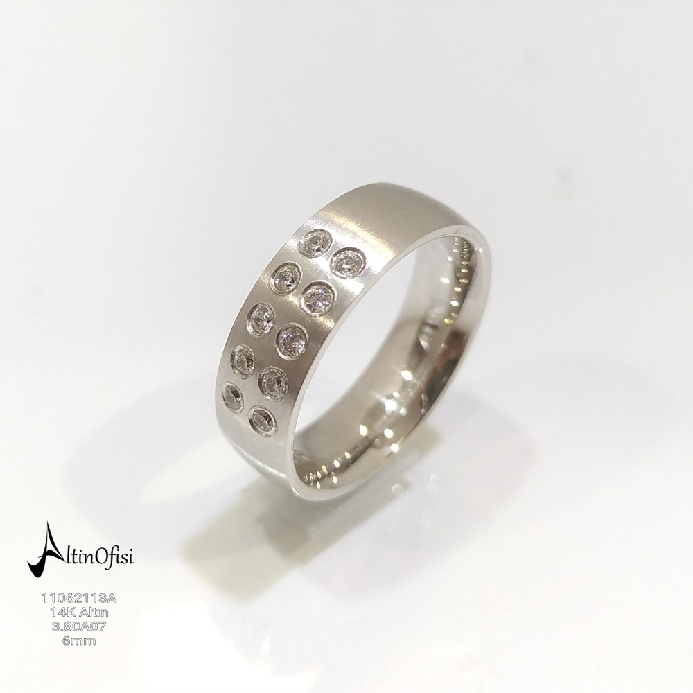 Taşlı Alyans 6 mm Genişlik 14 ayar altın